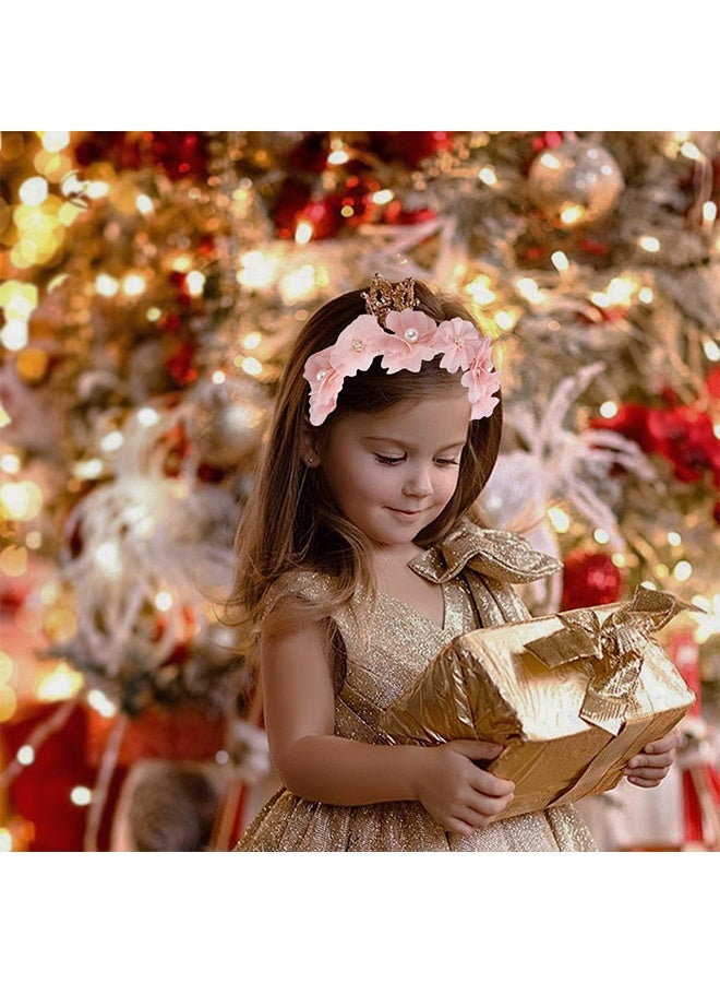 Flower Headband for Girls Pink Rose Floral Head Band with Flowers Elegant Headbands With Pearls For Women Girl Wedding Party Headdress Non Slip Bands - Image 5